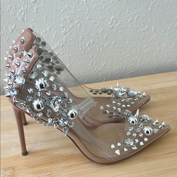 Steve Madden Silver and Tan Studded Women's Heels EUC - Picture 2 of 4